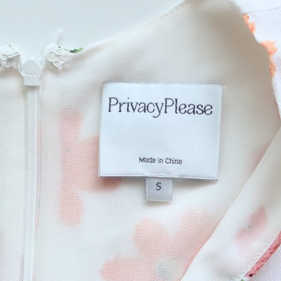 Privacy Please White Orange Floral Mini Dress V Neck Short Sleeve Tie Waist S - Picture 8 of 13